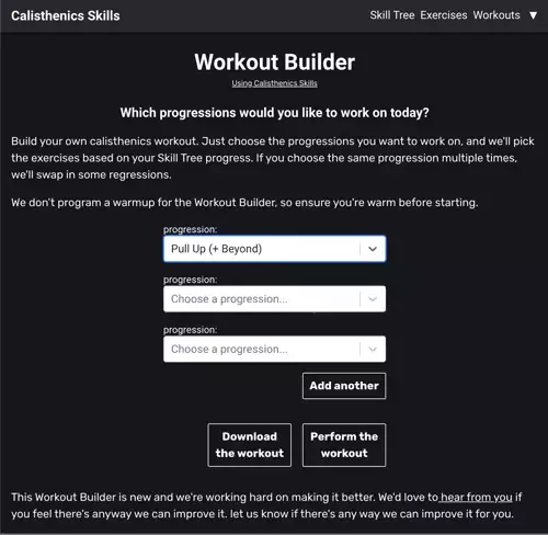 demonstration for in app workout